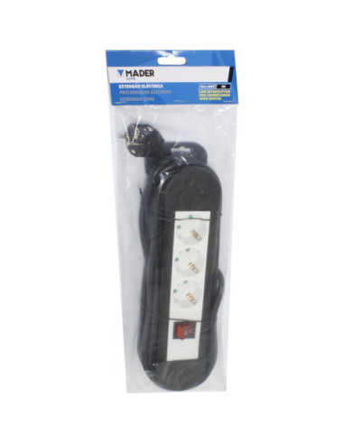 BASE MULTIPLE 3 TOMAS CON INTERRUPTOR MADER