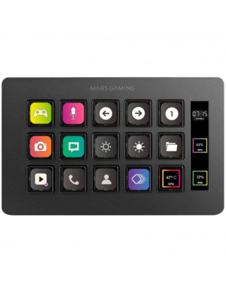 STREAM DECK SLIM MARS GAMING MSD-ONE | 15 TECLAS LCD | NEGRO