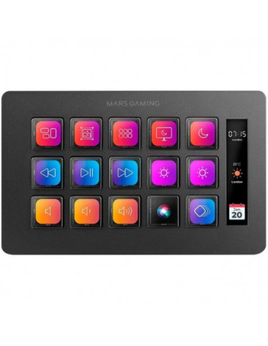 STREAM DECK SLIM MARS GAMING MSD-ONE | 15 TECLAS LCD | NEGRO