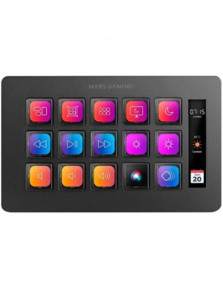 STREAM DECK SLIM MARS GAMING MSD-ONE | 15 TECLAS LCD | NEGRO
