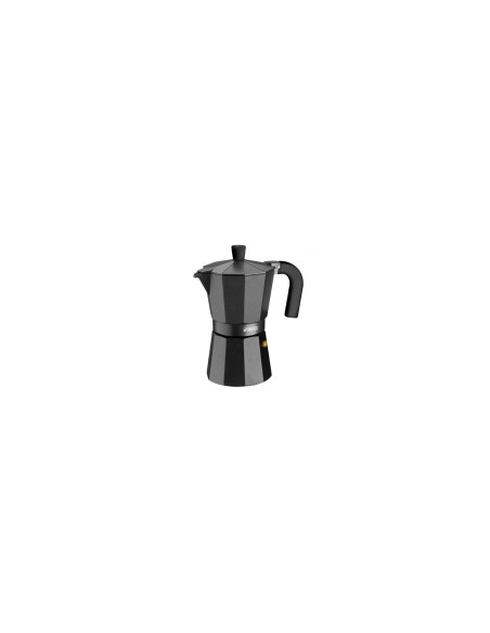 CAFETERA MONIX VITRO NOIR CAPACIDAD 6 TAZAS ALUMINIO CON RECUBRIMIENTO ANTIADHERENTE MANGO ERGONOMICO NEGRO MATE M640006