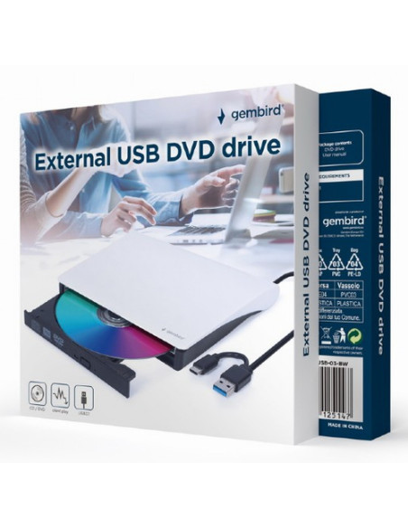 Gembird DVD-USB-031-BW unidad de disco óptico DVD±RW Negro