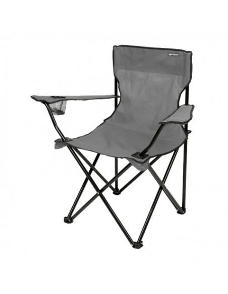 SILLA PLEGABLE DE CAMPING CON POSAVASOS GRIS SUNGARDEN