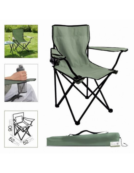 SILLA CAMPING PLEGABLE 52X52X90CM CAQUI
