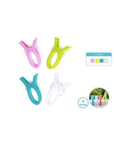 PACK 4 PINZAS PLASTICAS PLAYA COLORES SURTIDOS