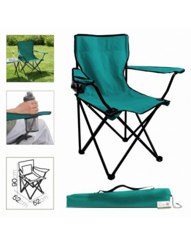 SILLA CAMPING PLEGABLE 52X52X90CM TURQUESA