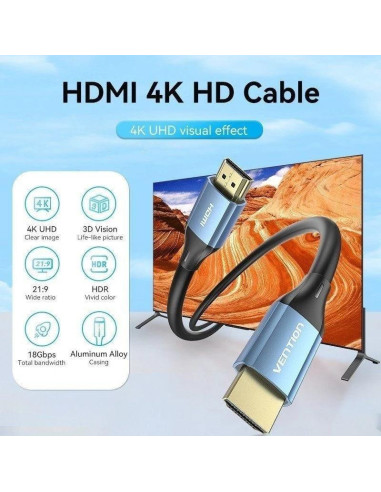 CABLE HDMI 2.0 4K VENTION HDMI/M - HDMI/M 3M BLACK/BLUE