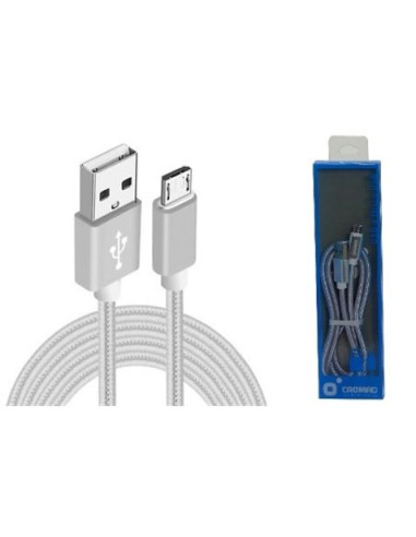 CABLE USB A MICRO USB METAL PLATA CROMAD