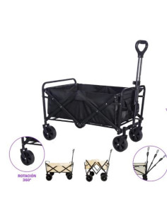 CARRO PLEGABLE DE ACERO PARA PLAYA 75X44X76 NEGRO