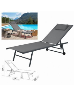 TUMBONA 5 POSICIONES CON ALMOHADA GRIS OSCURO