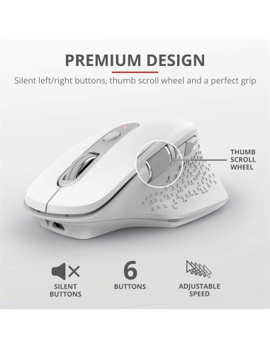 RATON TRUST OZAA ERGONOMICO RECARGABLE WIRELESS WHITE