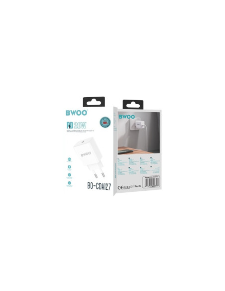 BWOO Cargador de Pared Carga Rápida 20W USB-C Blanco (BO-CDA127)