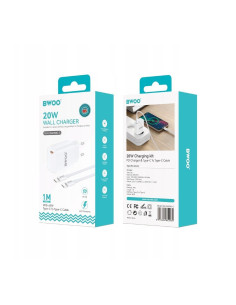 BWOO Cargador Rápido 20W Cable Type-C to Type-C 1 Metro Blanco (BO-CDA159C-C)