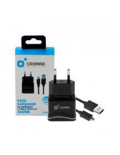 PACK CARGADOR CORRIENTE 2.1A + CABLE TIPO C 2.0 CROMAD
