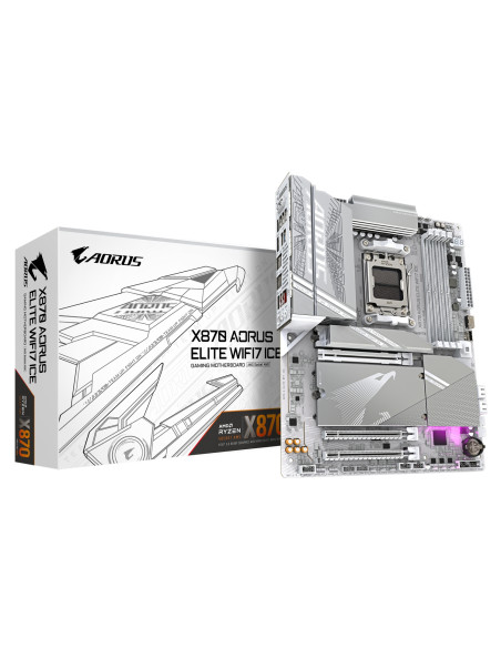 GIGABYTE X870 AORUS ELITE WIFI7 ICE Placa Base - Compatible con CPUs