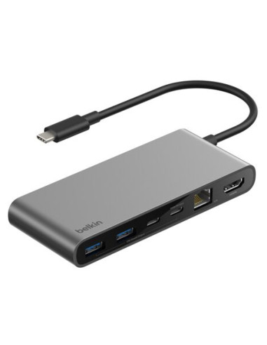 Belkin INC024HQSGY hub de interfaz USB Tipo C 10000 Mbit/s Gris