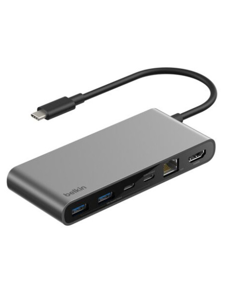 Belkin INC024HQSGY hub de interfaz USB Tipo C 10000 Mbit/s Gris