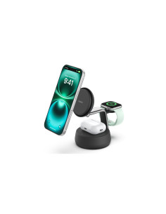 Belkin Qi2 Fitness tracker, Auriculares, Smartphone, Reloj inteligente Negro USB Cargador inalámbrico Carga rápida Interior