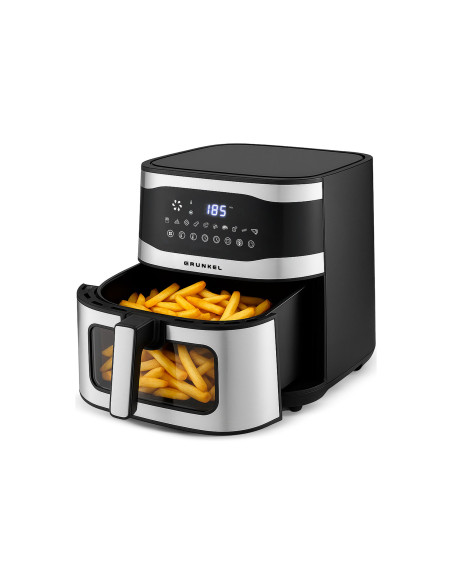 Grunkel MAXYSTEELFRYER freidora Sencillo 9 L Independiente 2200 W Freidora de aire caliente Negro, Acero inoxidable