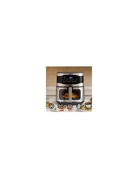 Grunkel MAXYSTEELFRYER freidora Sencillo 9 L Independiente 2200 W Freidora de aire caliente Negro, Acero inoxidable