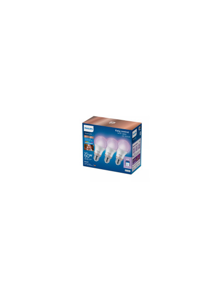 Philips Bombilla LED inteligente RGB A60, base E27, 806 lm, paq. 3