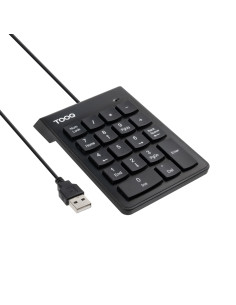 TooQ Teclado numérico USB, 19 teclas, Negro