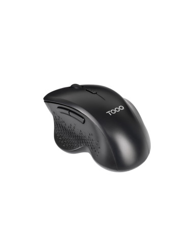 TooQ Ratón Inalámbrico Ergonómico 1600 DPI, 6 botones, Negro