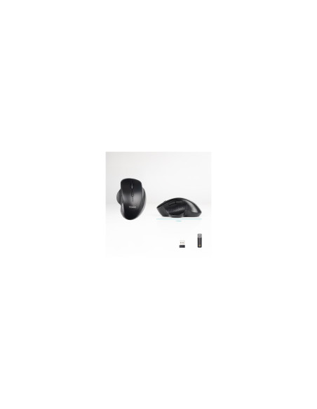 TooQ Ratón Inalámbrico Ergonómico 1600 DPI, 6 botones, Negro