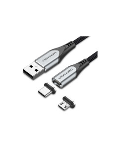 Vention CQMHD cable de teléfono móvil Gris, Negro 0,5 m USB A Micro USB Type-B/USB Type-C