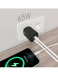 CARGADOR DE PARED AISENS GAN 2XUSB-C 65W BLACK 2