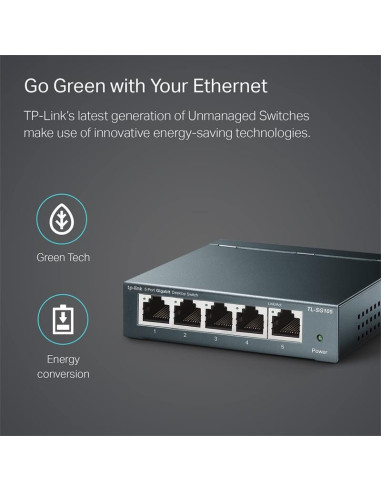 SWITCH TP-LINK TL-SG105S GIGABIT 5 PUERTOS METALICO