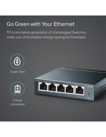 SWITCH TP-LINK TL-SG105S GIGABIT 5 PUERTOS METALICO