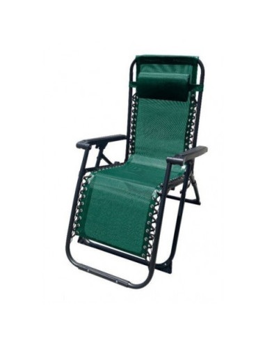TUMBONA PLEGABLE VERDE DE ACERO CON COJIN CERVICAL