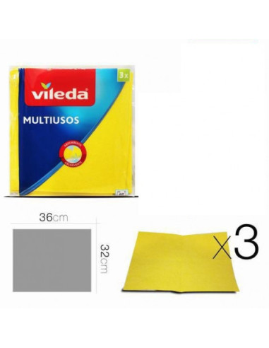 SET 3 BAYETAS MULTIUSOS AMARILLAS VILEDA