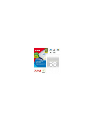 ETIQUETAS ADHESIVAS APLI 48.5X16.9MM 6800 UNIDADES BLANCO 01282