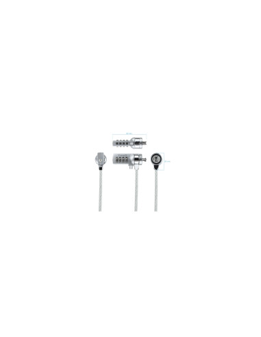 Cable de seguridad tooq con combinacion para portatiles 1.5m plata