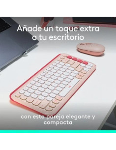 TECLADO + RATON LOGITECH POP ICON WIRELESS ROSE/WHITE 2