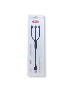 CABLE NB103 CARGA RAPIDA 3 EN 1 | MICRO + TIPO C + LIGHTNING A USB | NEGRO 2