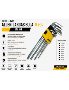 JUEGO LLAVES ALLEN LARGAS BOLA 9 PCS BLIM