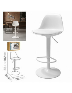 TABURETE BAR C/ RESPALDO BLANCO 38.5X39.5X83CM