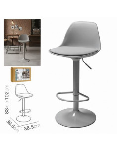 TABURETE BAR C/ RESPALDO GRIS 38.5X39.5X83CM