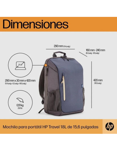 MOCHILA HP TRAVEL NOTEBOOK 15.6 BLUE