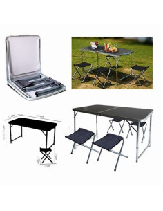 SET CAMPING MESA + 4 SILLAS PLEGABLE
