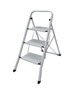 ESCALERA DOMESTICA ACERO 3 PELDAÑOS MADER
