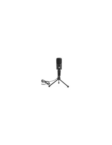 WOXTER MIC STUDIO 50 MICROFONO GRABACION OMNI DIRECCIONAL REGULADOR FRONTAL DE VOLUMEN LUZ LED INDICATIVA DE ESTADO NEGRO WE26-0