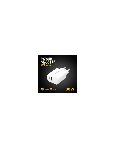 Intenso POWER ADAPTER USB-A/USB-C/7803012 Universal Blanco Corriente alterna Carga rápida Interior