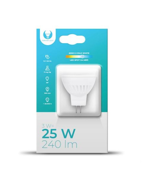 BOMBILLA LED G4 MR11 | 3W | 220LM | LUZ FRIA | FOREVER