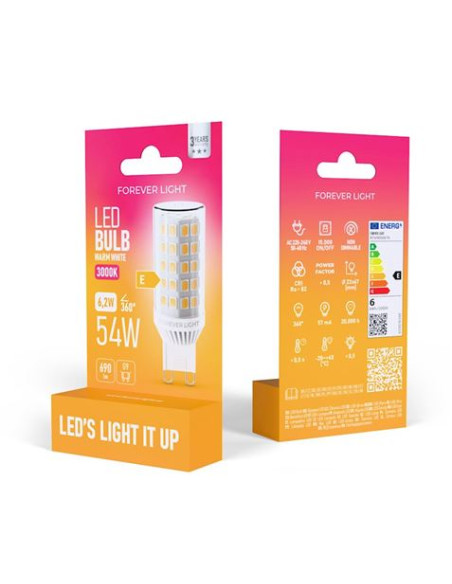 BOMBILLA LED G9 6.2W 690 LUMEN LUZ CALIDA FOREVER