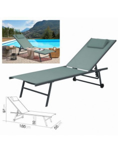 TUMBONA 5 POSICIONES CON ALMOHADAS Y RUEDAS CAQUI
