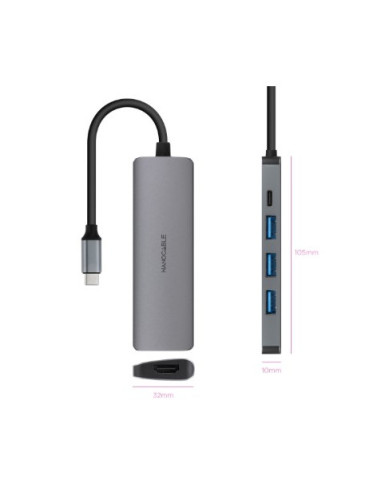 HUB USB-C 5 EN 1 | CONVERSOR USBC 3.1 A 3 X USBA 3.0 + USBC PD 100W +